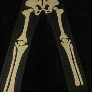 MNML Black and Cream Skeleton Print Straight Jeans